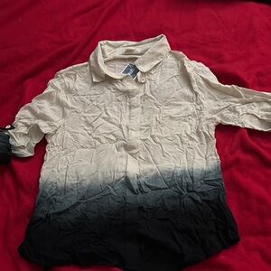 Sans Souci Black and White Button Down Shirt with Ombré Effect